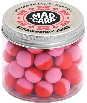 Бойлы насадочные Mad Carp Baits Balanced STRAWBERRY JUlCE (Клубничный Сок) 15мм